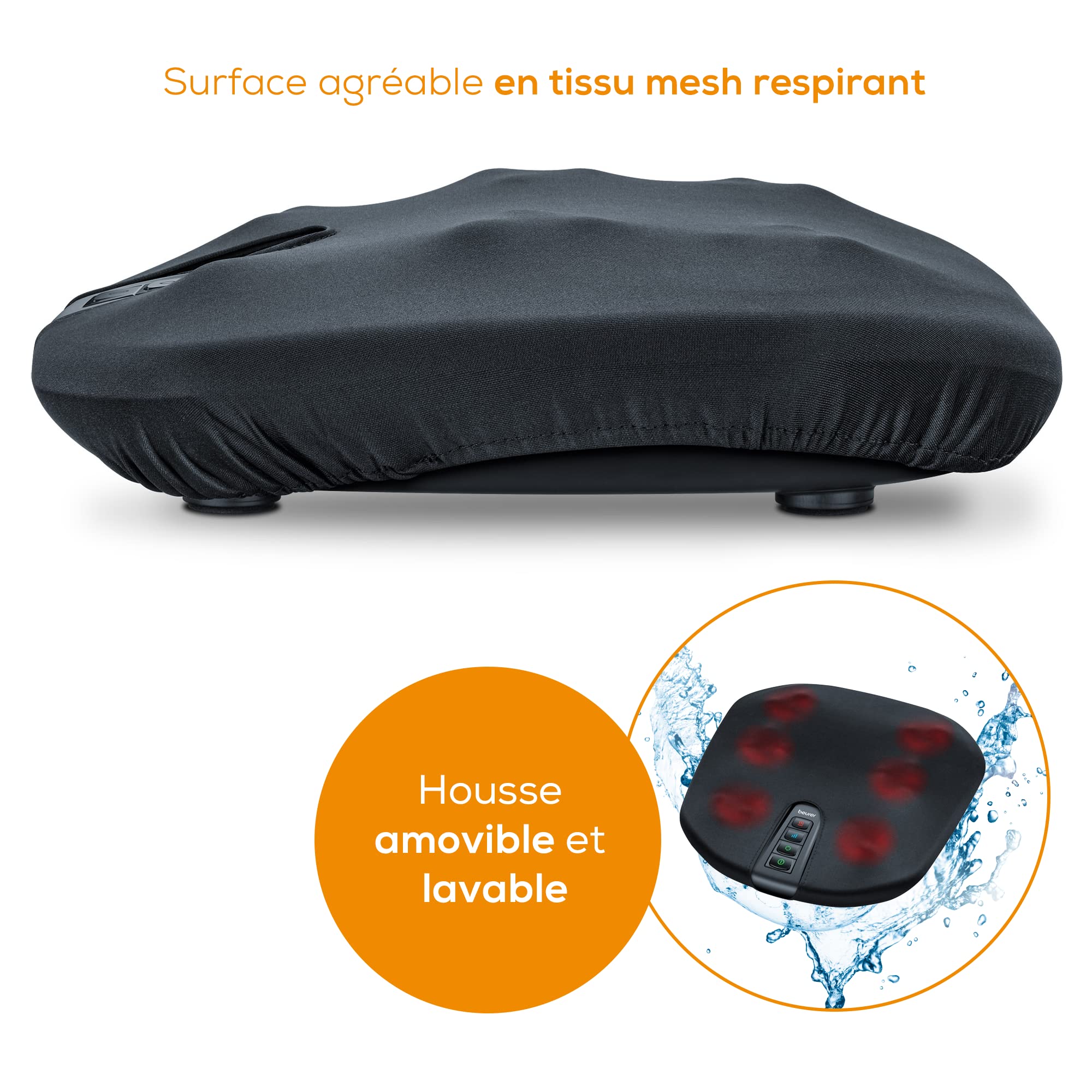 Beurer FM 70 Appareil de massage Shiatsu pour les pieds et le dos, massage bienfaisant avec fonction chaleur activable pour soulager les tensions, matériau agréable, avec arrêt automatique