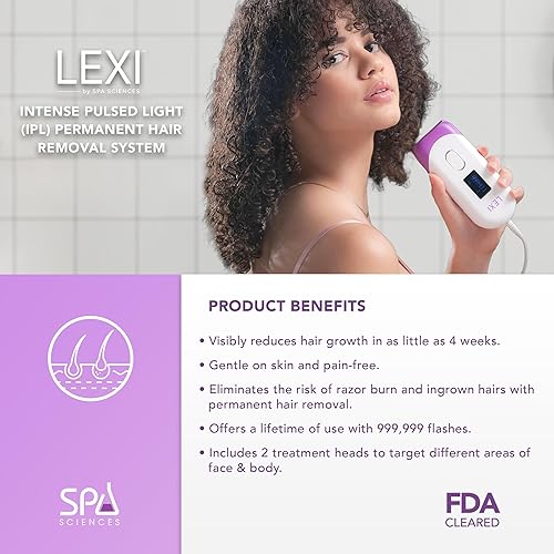 Miniatura 3 de Spa Sciences - LEXI - Sistema de depilación IPL permanente sin dolor - aprobado por la FDA con 999,999 flashes, flash automático y sensor de piel