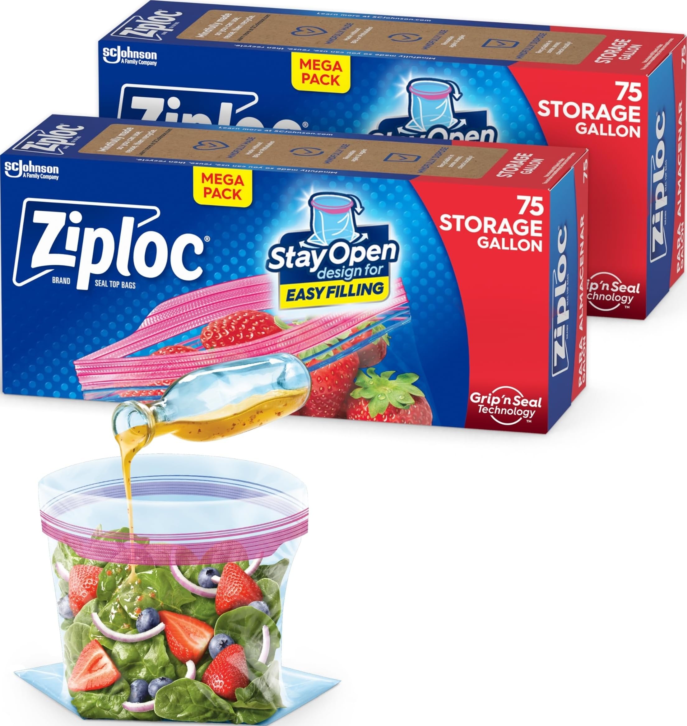 2 Packs of 75 Ziploc Gallon Storage Bags