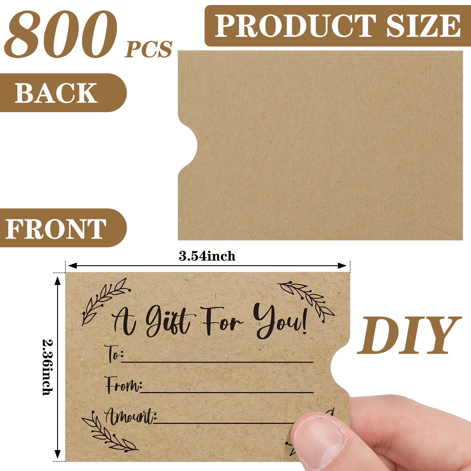 Amazon.com: 800 Pcs Gift Card Envelopes Sleeves Credit Card Holders Brown  Kraft Mini Business Hotel Key Envelopes Sleeves for Invitations Cash Money  Bulk, 2.4 x 3.5 Inches (Black) : Health & Household