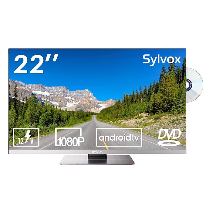 SYLVOX RV TV, 22 inches 12/24V TV for RV 1080P Full HD Smart TV, Built-in APP Store