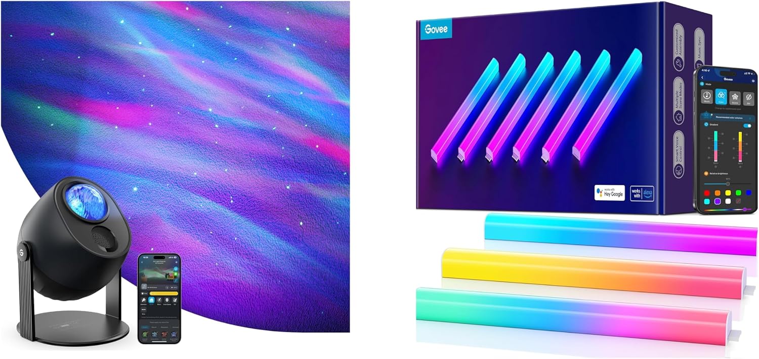 Govee Glide Wall Lights Bundle Star Light Projector with 3 Aurora Flowing Effects