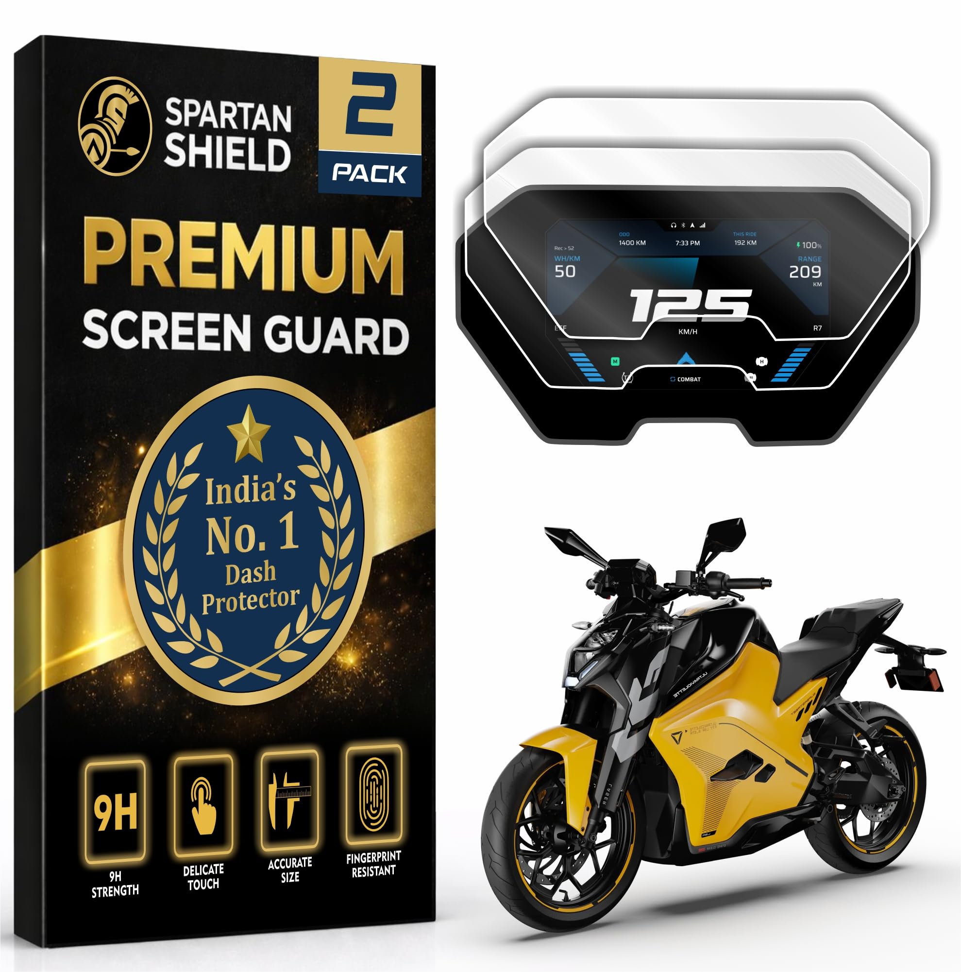 Digital Meter (2 PACK) Screen Guard For ULTRAVIOLETTE F77 SUPERSTREET / MACH 2 / X47 / X-47 Desert Wing Bike 2026 || 9H TFT Instrument Cluster Protector || Anti Scratch | HD Clarity || 9H Display Speedometer Console Accessory 2025+ [Not Tempered Glass]-image-0