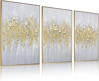 27 Room Decor Ideas Featuring Handmade Wall Art 4 Zessonic Abstract Wall Art For Living-room: Framed Glam Gold Hand-Painti...