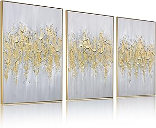 Zessonic Framed Gold Abstract Wall Art - Glam Gold...