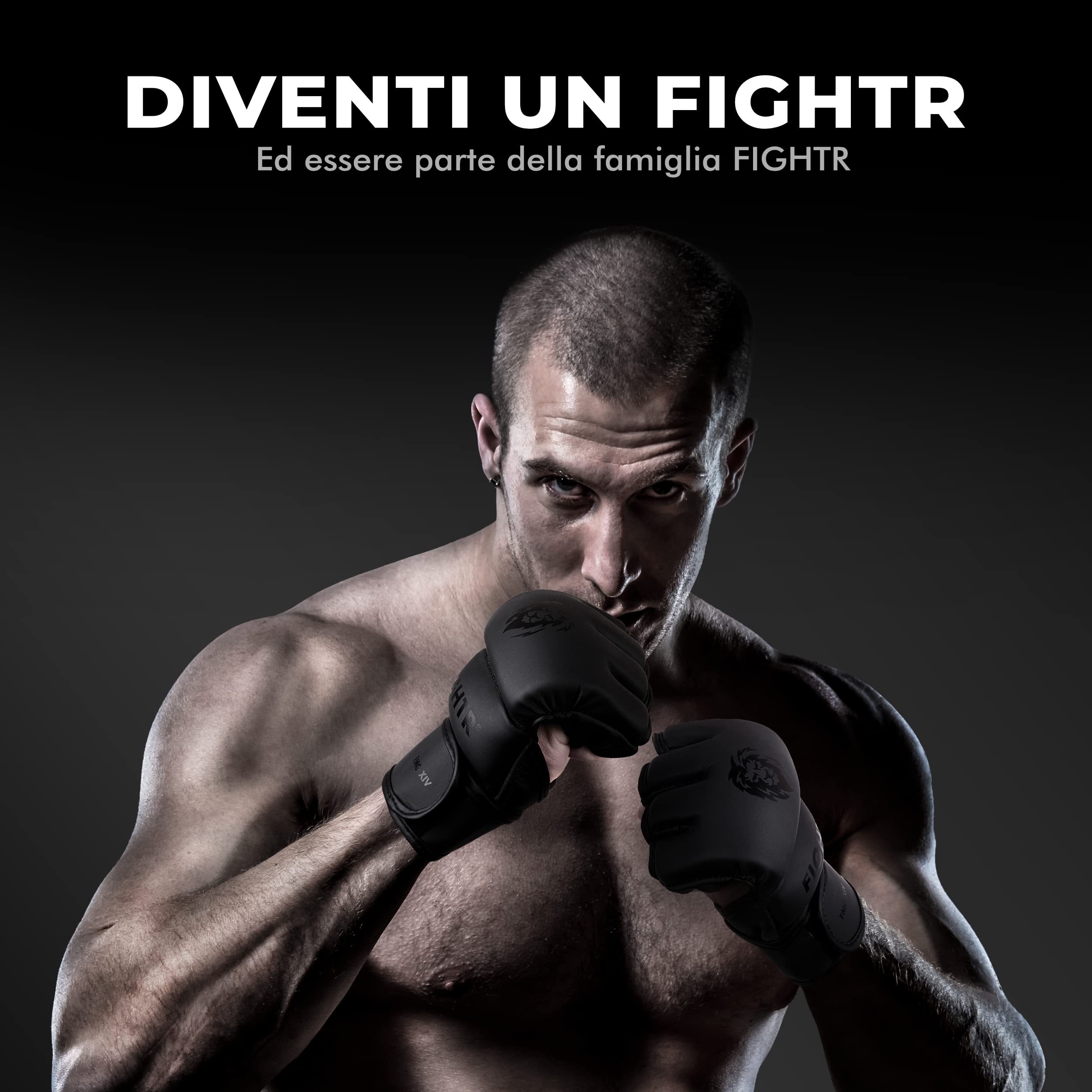 FIGHTR® Guanti MMA - per stabilità e impatto ideali | Guanti da presa per MMA, sandbag, sparring e allenamento | Inclusa borsa per il trasporto