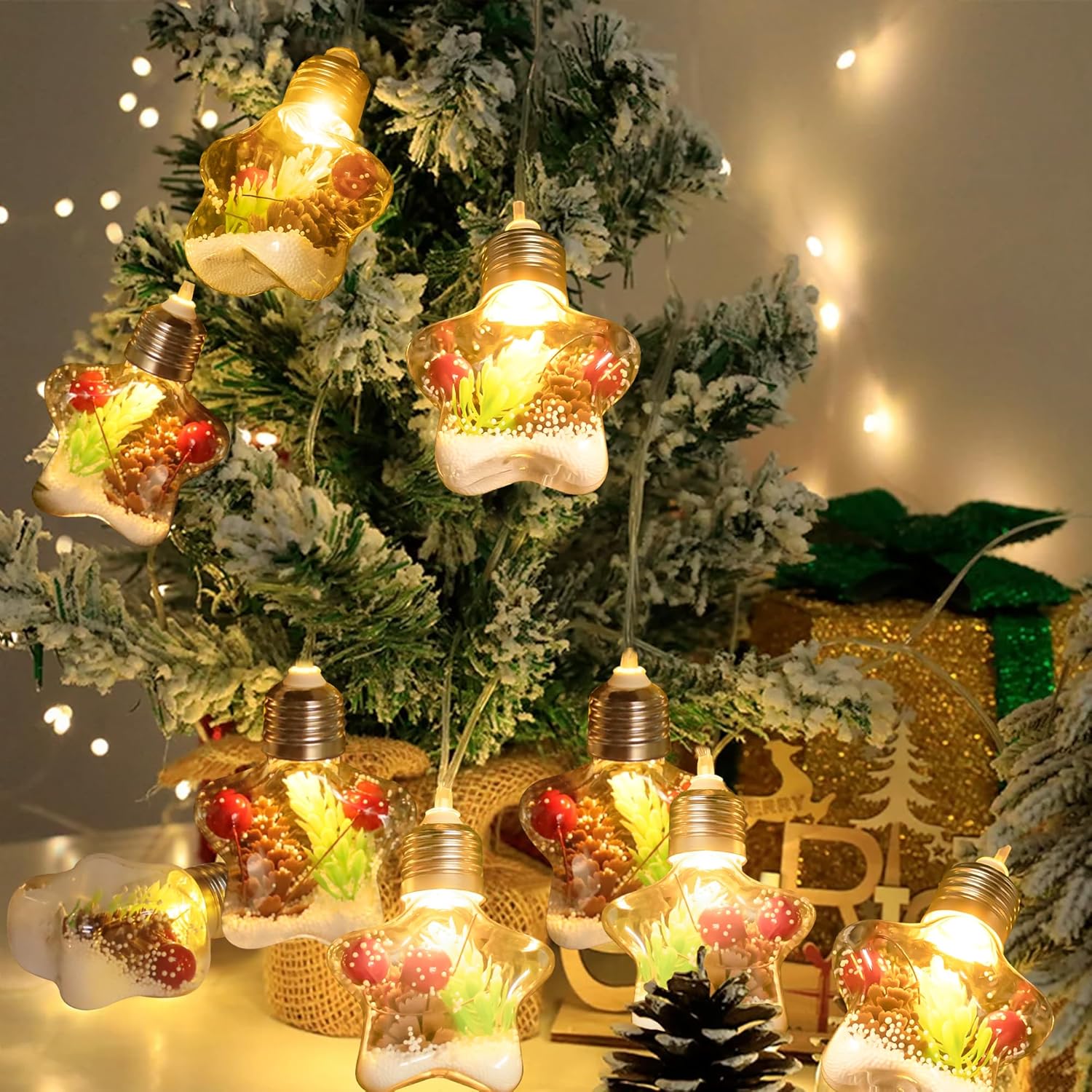 Christmas Snow Globe String Lights, Decorations Indoor 6.6
