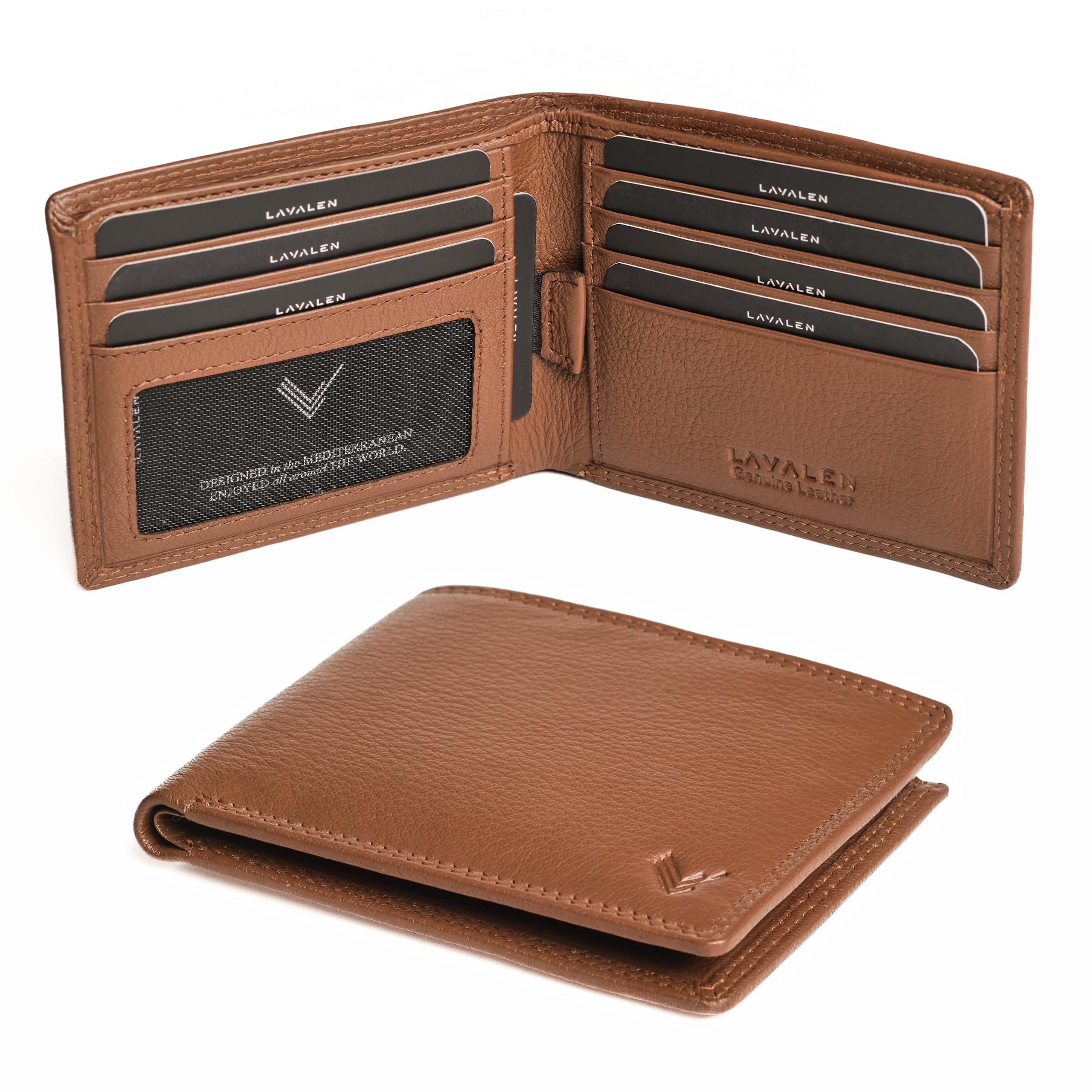 Lavalen Slim Leather Wallet for Men – Mens Bifold Front Pocket Wallet – Holds Bills, Credit Cards – Full Grain Leather, RFID Blocking – Ideal