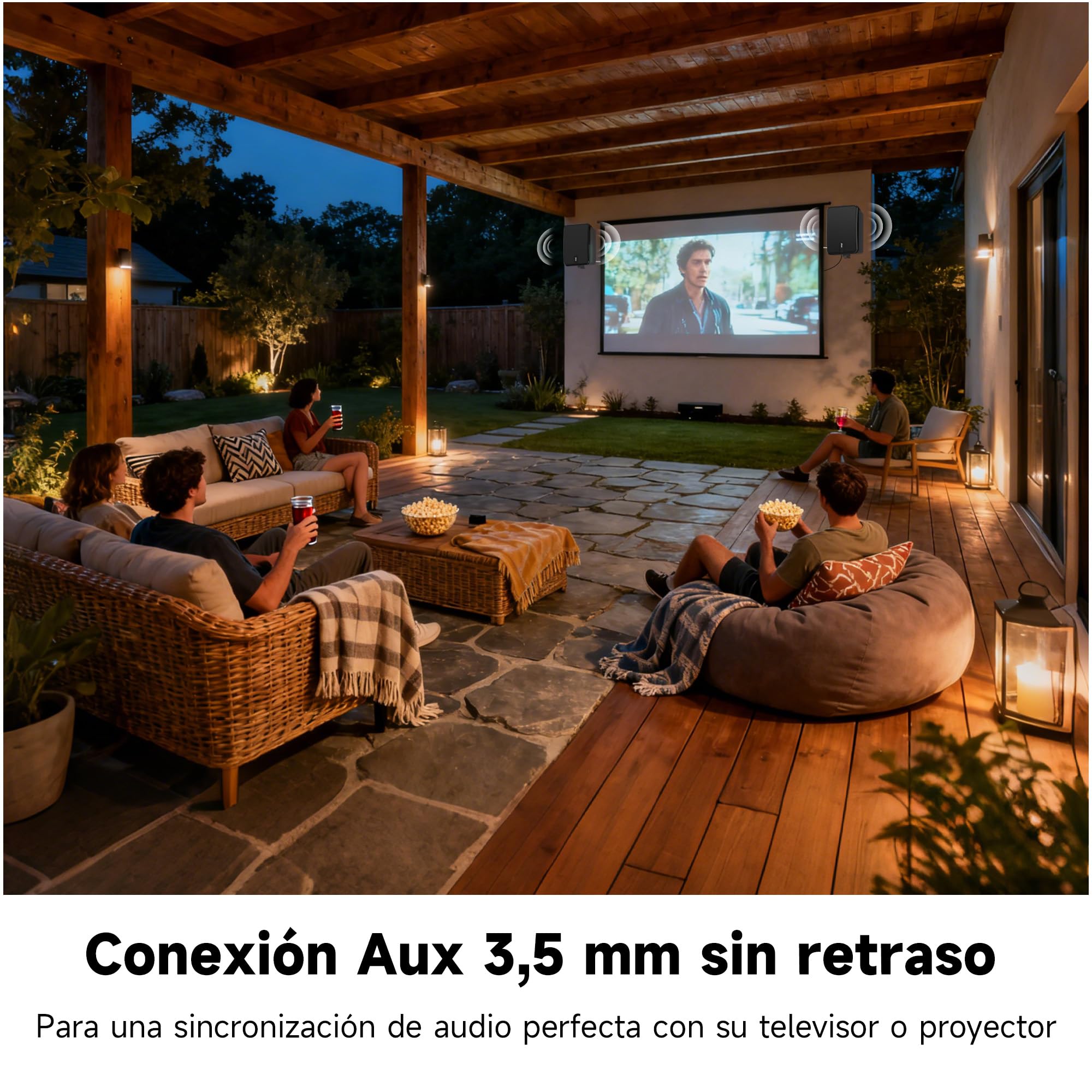 Altavoz Bluetooth Exteriores, Sistema Activo + Pasivo de Montaje en Pared, Amplificador Integrado, Entrada AUX Compatible para Terraza, Porche, Piscina, Garaje, Pack de 2 (MZ‑660)