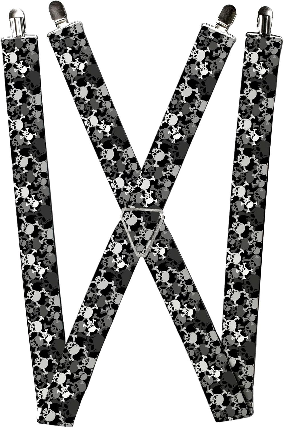 Buckle-Down Suspenders, Top Skulls Stacked Black Gray White