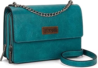 Wrangler Flap Crossbody Purse for Women Shoulder Bag Vintage Wallets with Chain Strap
