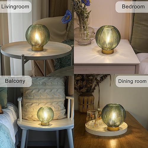 Miniatura 7 de Lámpara de mesa inalámbrica con temporizador, lámpara de mesa inalámbrica con bombilla LED, pequeña lámpara decorativa de cristal para mesita de