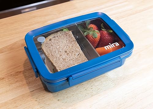 Miniatura 6 de Mira - Lonchera Bento de acero inoxidable 188 con divisor para sándwich y lados, contenedor de alimentos para adultos, cabe en lonchera y mochila,