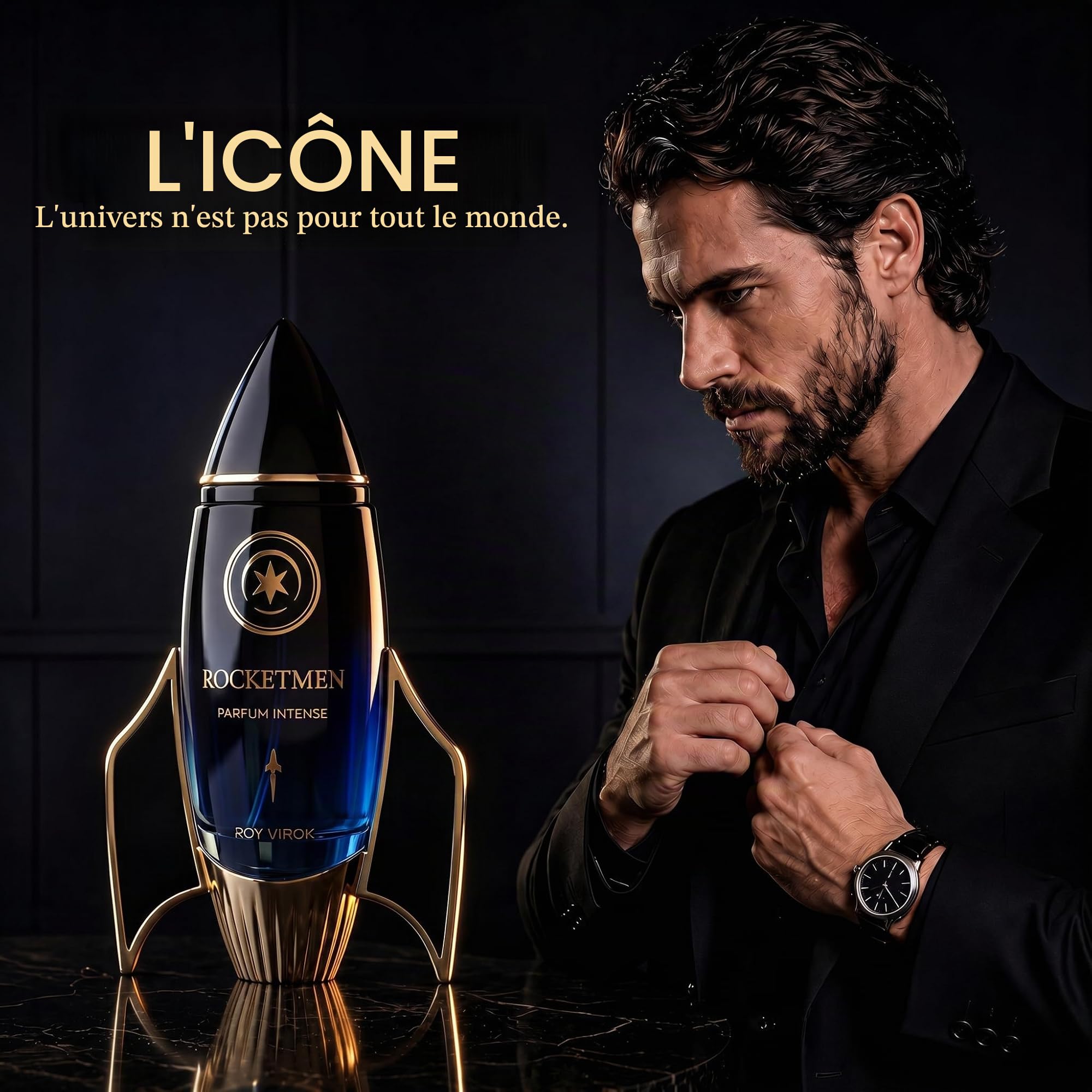 ROCKETMEN Parfum Intense 30% - Parfum Homme de Marque, Parfums Homme 100 ml | Parfum Homme à 30 %, longue tenue et sillage élégant. Fragrance épicée et boisée dans un flacon iconique en forme de fusée.