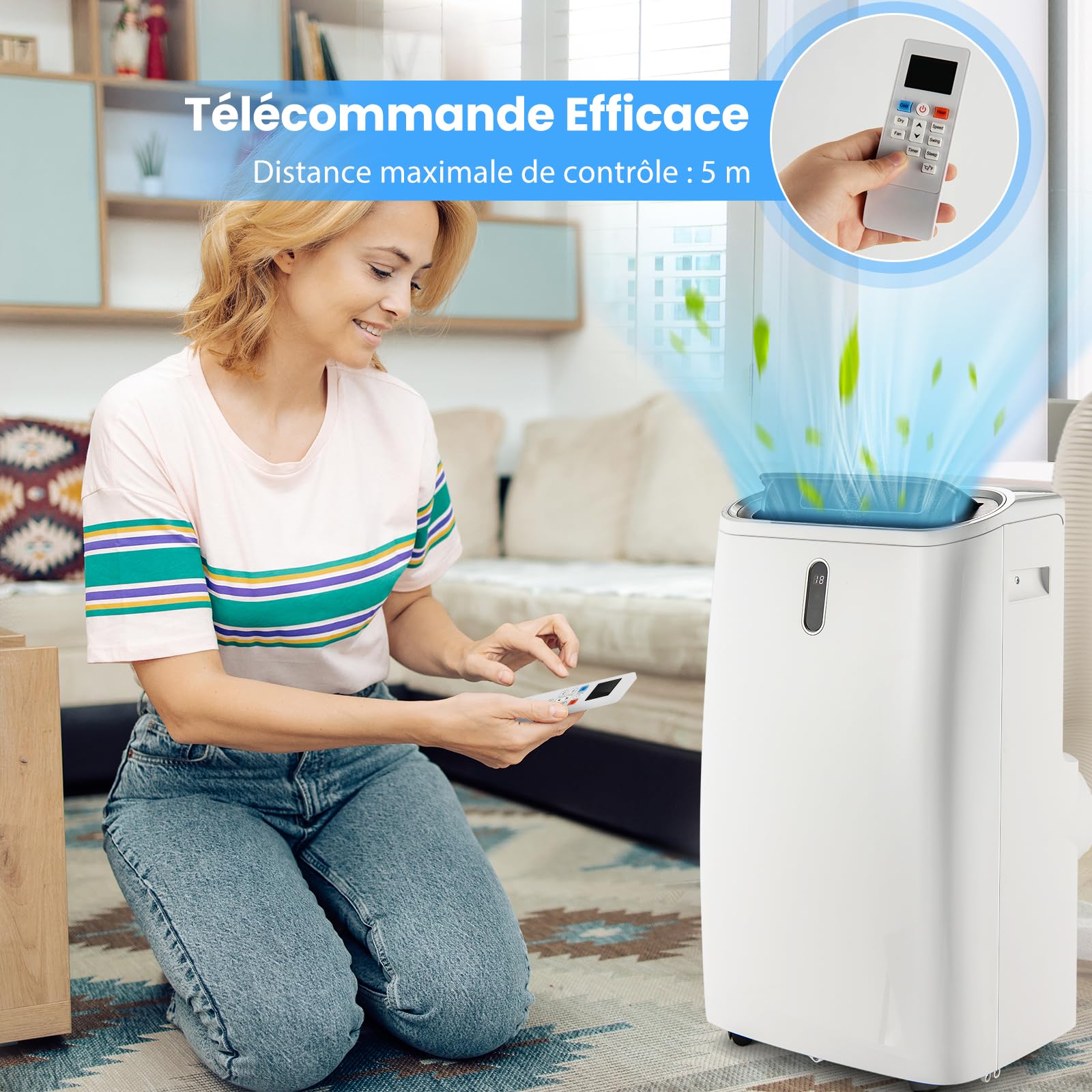 SOARS Climatiseur Mobile, 16000BTU 4,7kW, 4 en 1 Refroidissement & Chauffage & Déshumidification & Ventilateur, avec Tuyau d'Évacuation, Télécommande/Application, Minuterie 24H (16000BTU 4,7kW)