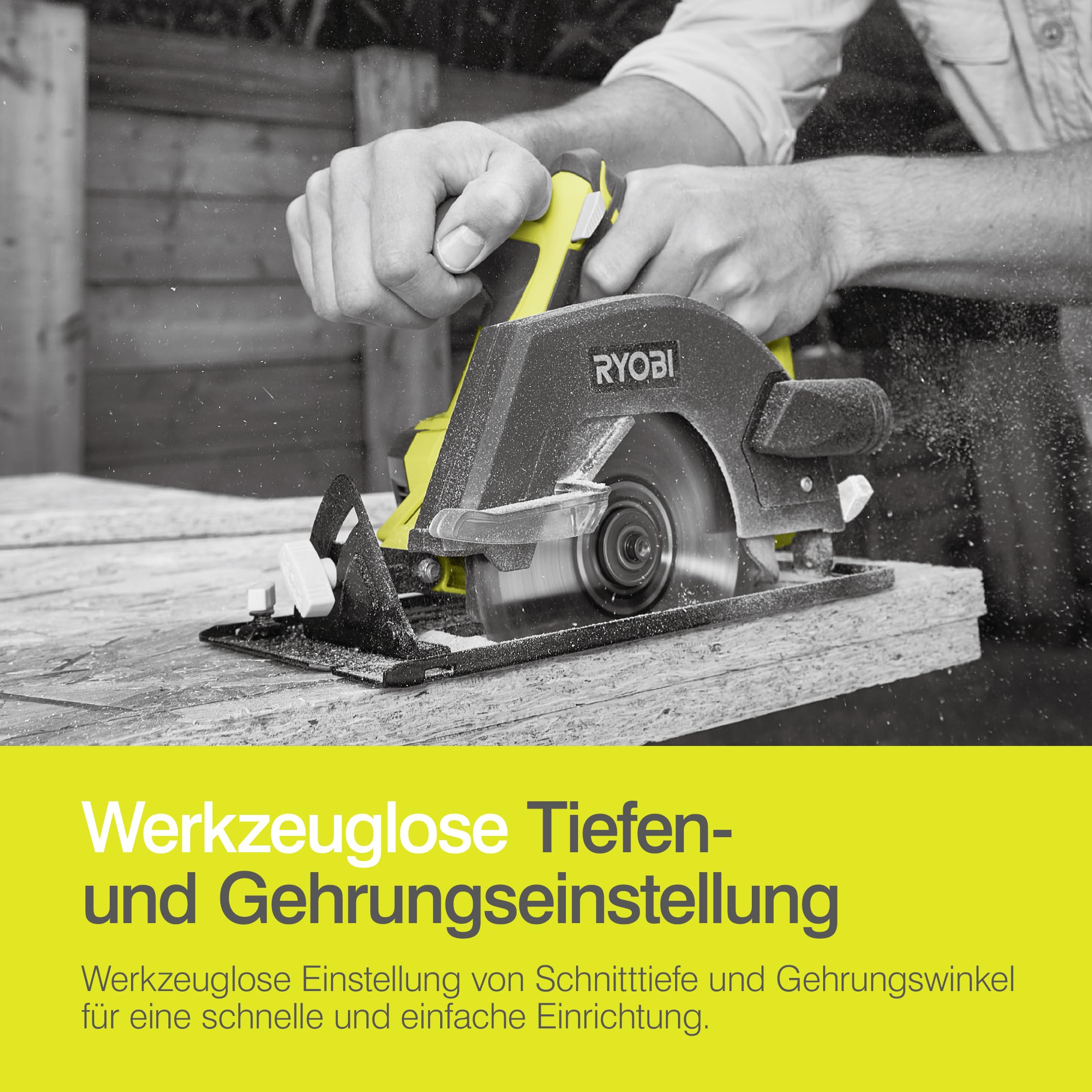 RYOBI 18 V ONE+ Akku-Handkreissäge R18CSP-0, 150 mm Sägeblatt, werkzeuglose Einstellung, präzise Schnitte, Tiefeneinstellung, ohne Akku & Ladegerät