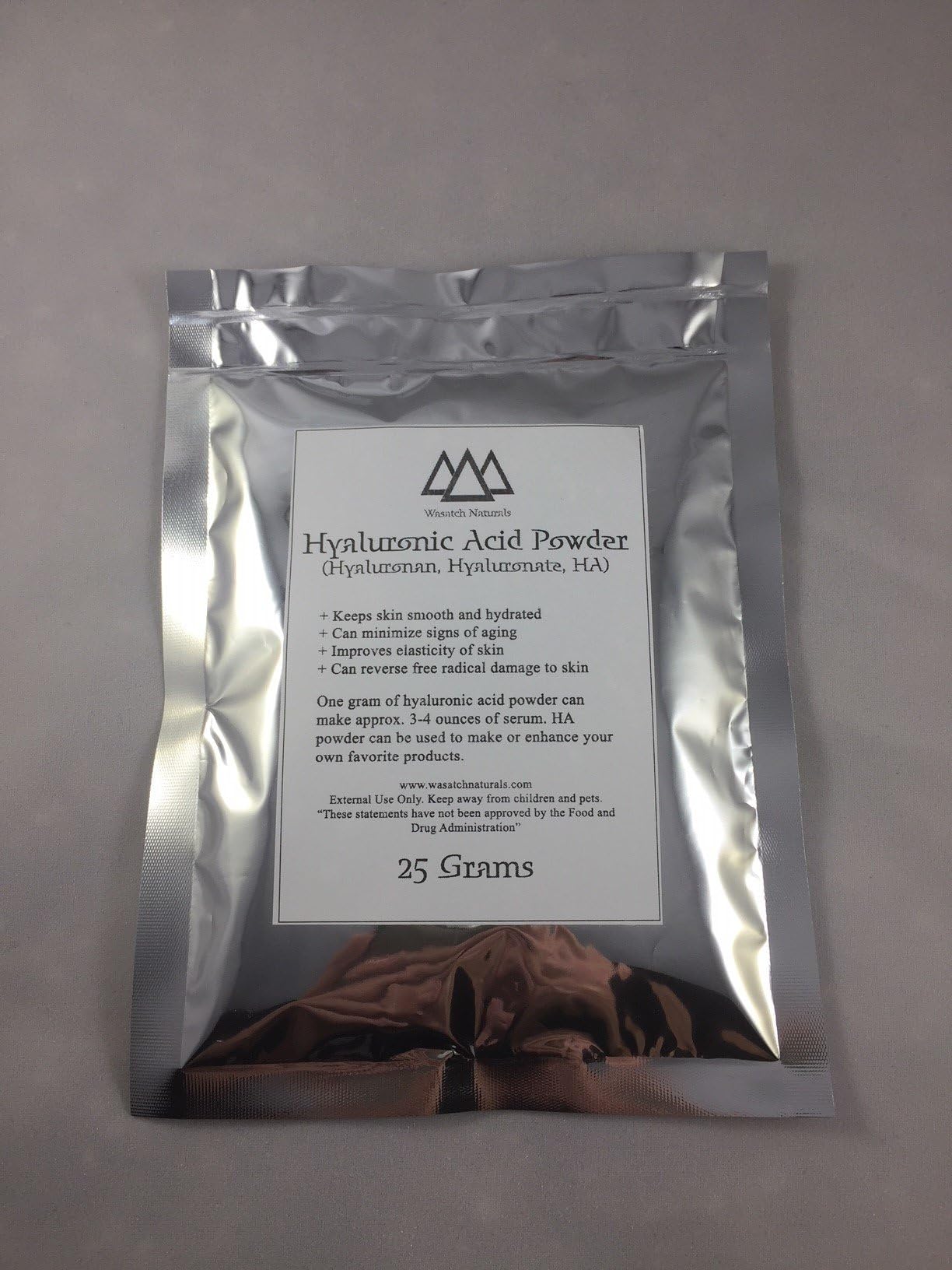 Hyaluronic Acid Powder 25, 50, 100, 1000 Grams (Wasatch Naturals) (25 Gram)