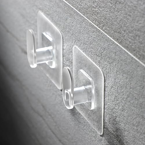 Miniatura 4 de YIGII Paquete de 10 ganchos adhesivos para toallas, ganchos resistentes para colgar transparentes sin daños, ganchos adhesivos autoadhesivos para