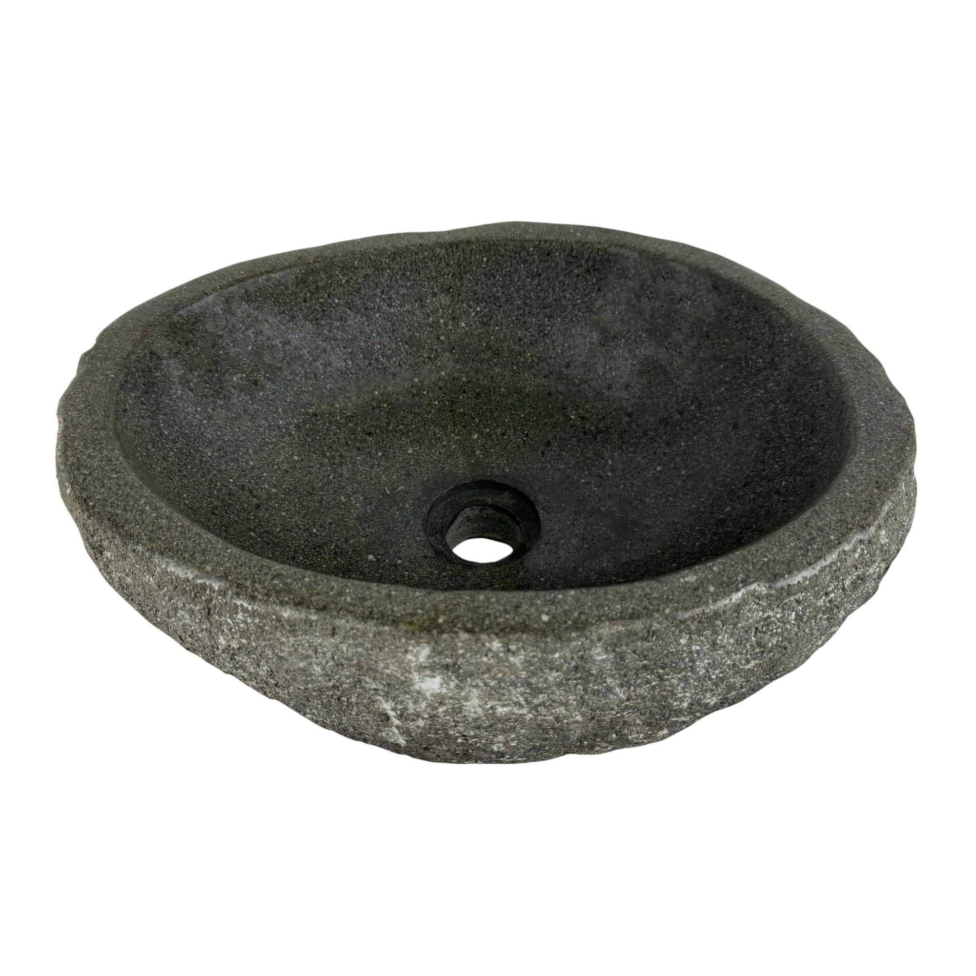 Lavabo Ovale en Pierre de Rivière - Pierre Naturelle - Évier de salle de bain - Vasque à Poser de Toilette - Brillant - Lave-mains moderne (Gris, 40-45x30-35cm)