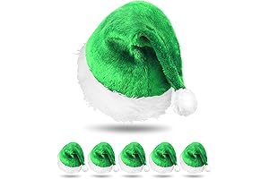 6 Pcs Plush Green Santa Hats Velvet Christmas Hats