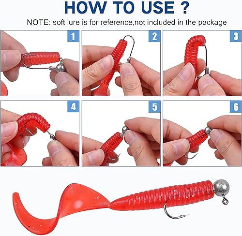 Miniatura 5 de Juego de ganchos de cabeza de plantilla de pesca sin pintar, cabezas de plantilla de bolas redondas, varios señuelos de pesca, anzuelos de