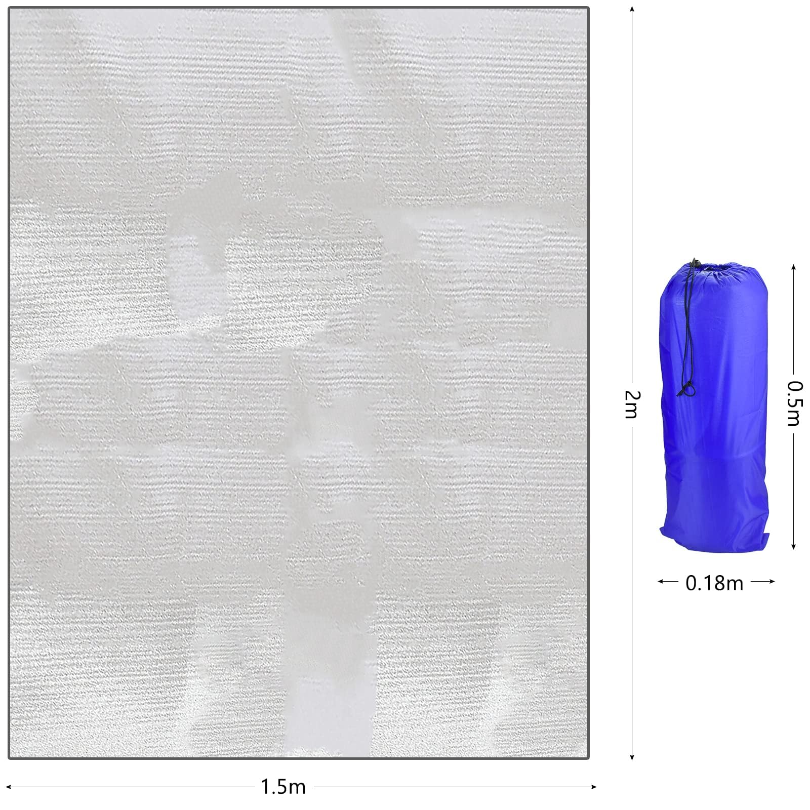 Camping Insulation Mat 200 * 150cm składana aluminiowa mata izolacyjna z pianki do spania na zewnątrz kemping, piesze wycieczki, piknik (srebrna)