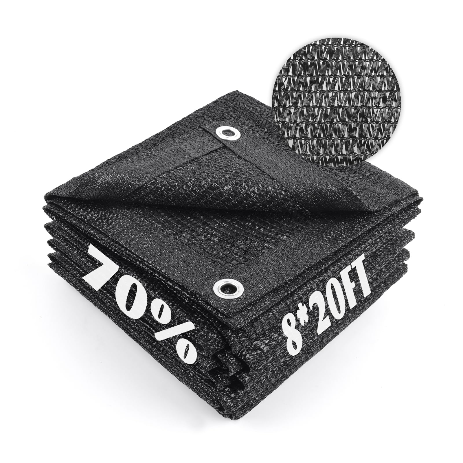 Cool Area 70% Sun Shade Cloth Mesh Tarp with Grommets for Plant Cover 8x20ft Patio Canopy Garden Pergola Greenhouse Car Barn Kennel Black