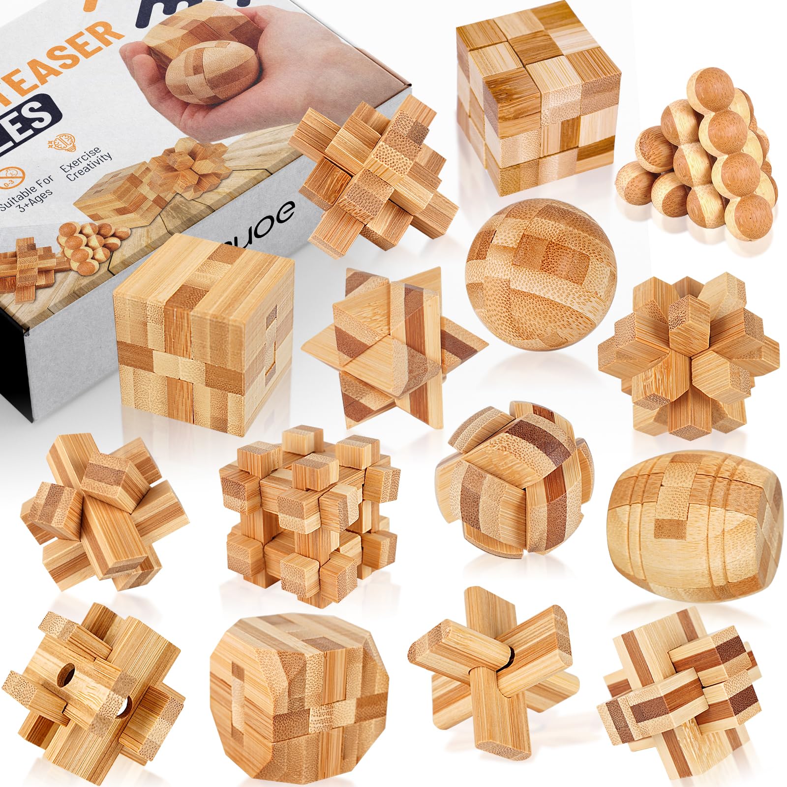 Amazon.com: Tuauoe Wooden Brain Teaser Puzzles, 15pcs 3D Brain