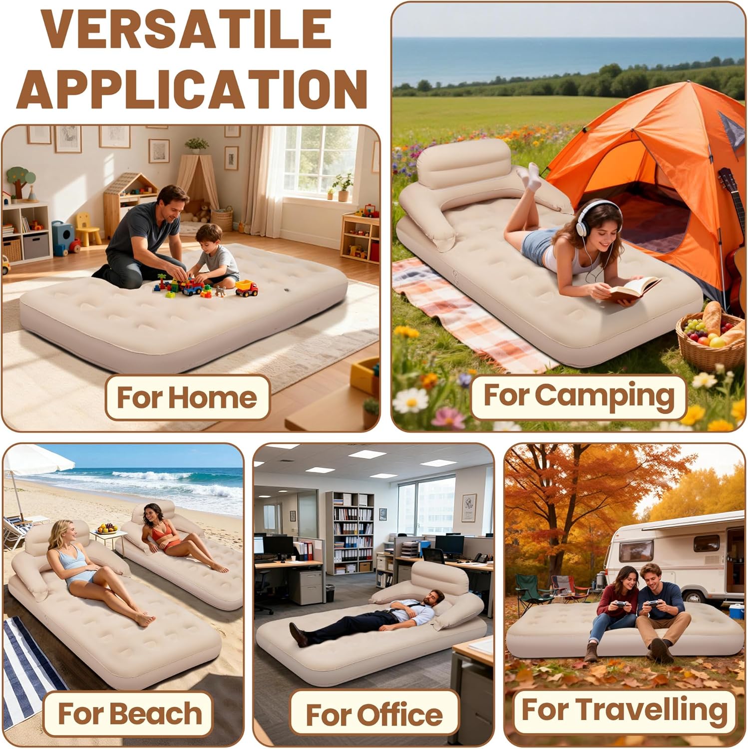 MeiLyte Inflatable Bed Twin Size, Inflatable Couch for Adults with Flocked Surface, Inflatable Air Mattress with Backrest, Comfortable Inflatable Sofa Bed, Inflatable Couch for Camping,Outdoor, Indoor