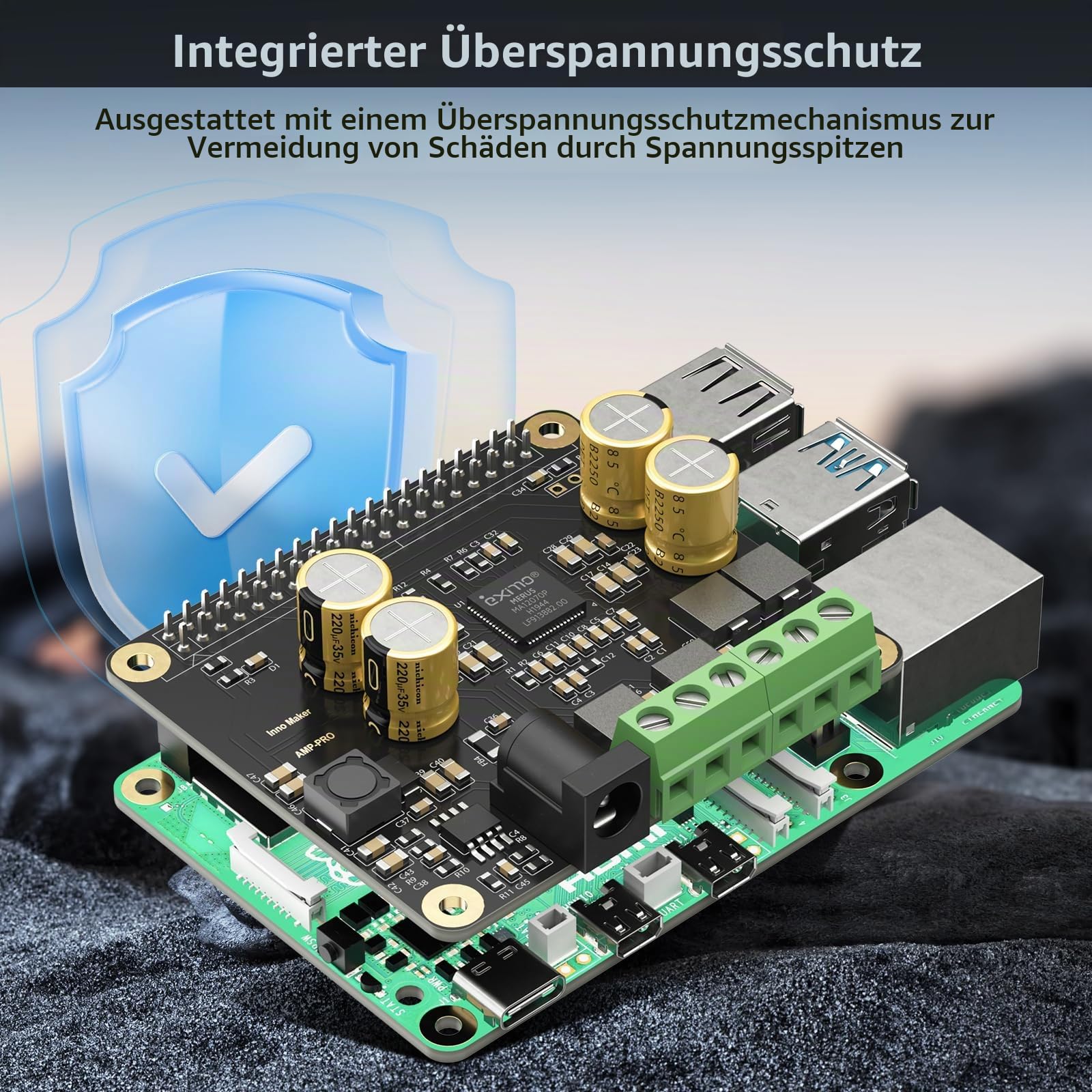 InnoMaker Audio-Verstärker 2x80W Spitzenausgang Klasse D HiFi AMP Pro Hat, mit 192 kHz/24 bit MA12070P, unterstützt Volumio, MoOde, Raspbian, LibreELEC für Raspberry Pi 5 4 3B+ Pi Zero