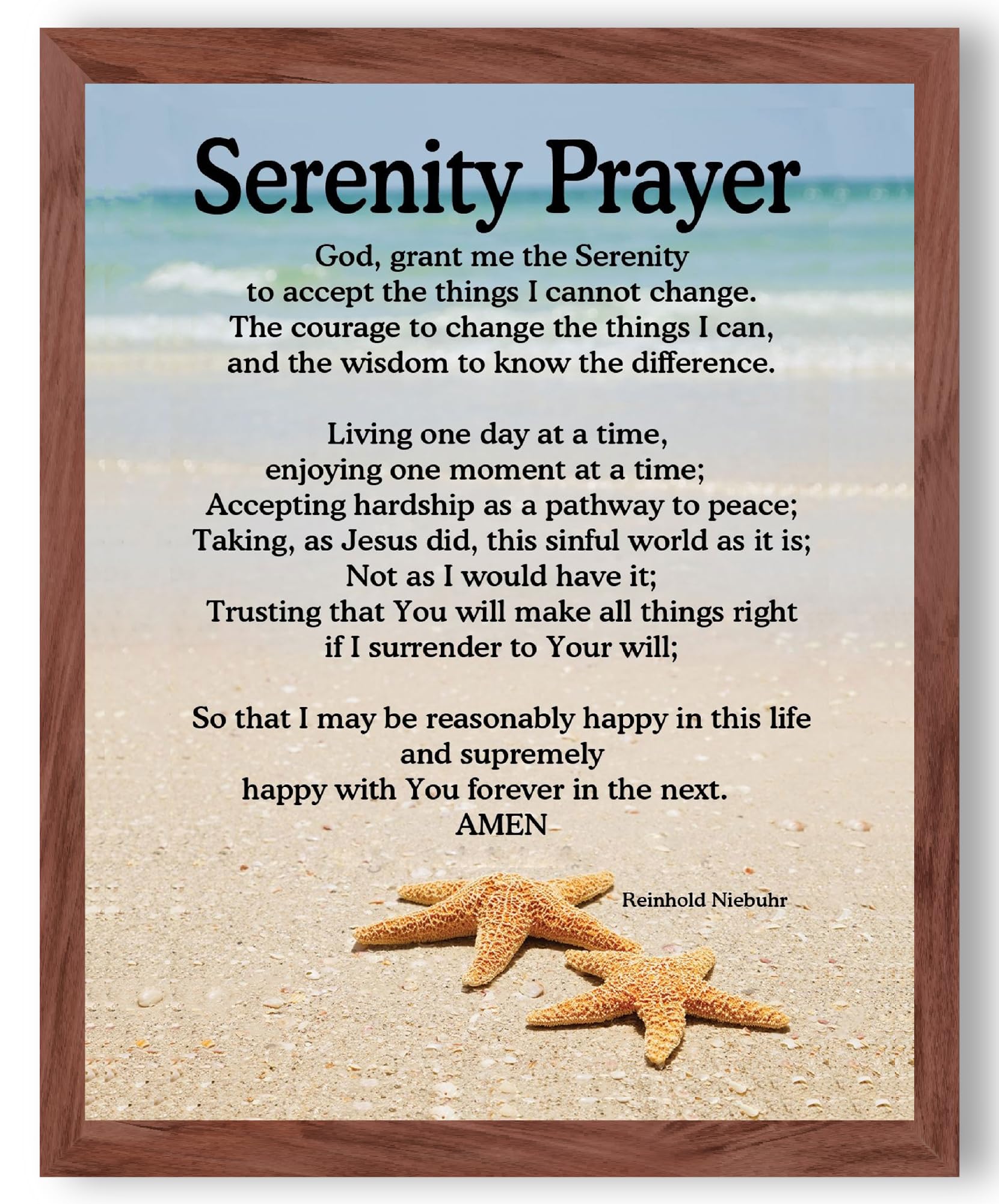 Serenity Prayer Wall Art Print – Inspirational Christian Quote Decor Featuring Reinhold Niebuhr’s Prayer – Motivational Religious Poster for Home, Office, Living Room, or Meditation Space – Unframed 8x10