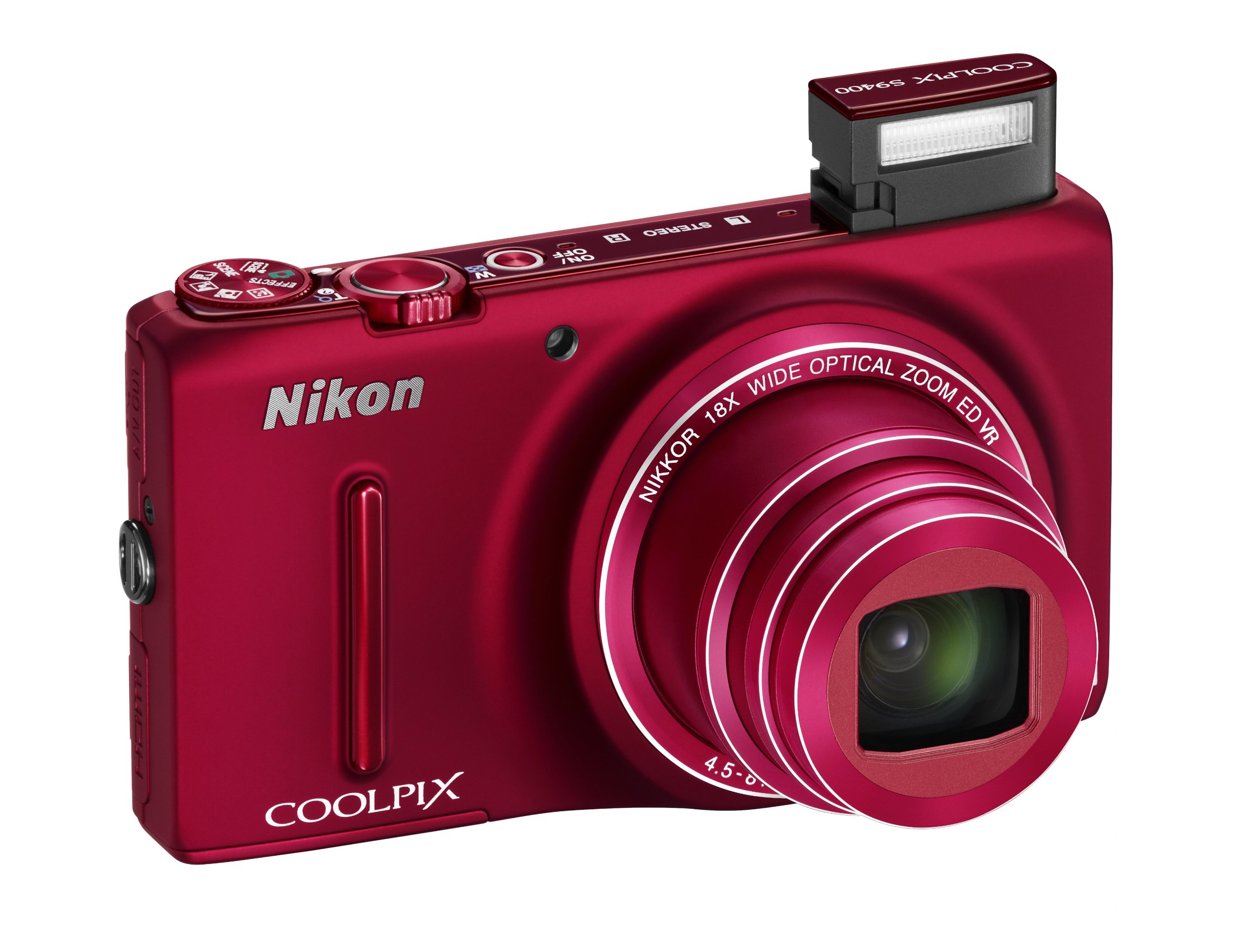 Nikon Coolpix S9400 Camera - Red (18.1MP, 18xZoom, 25mm Wide Lens