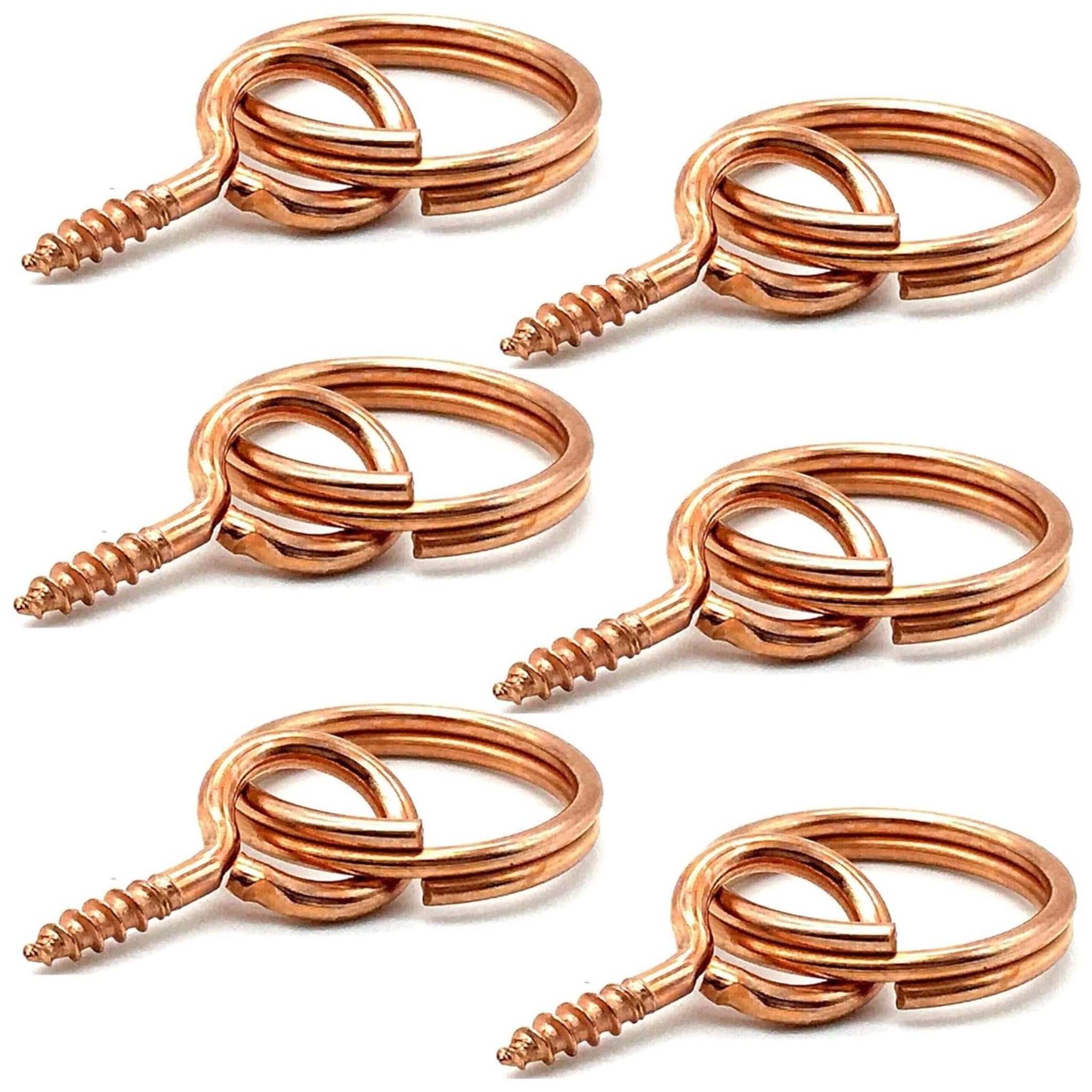 Aretro Copper 6 Pack 15Mm Plated Screw In Picture Ring Hangers With Screw Eye And Combined Ring Hooks & Eyes For Hanging Cord Wire