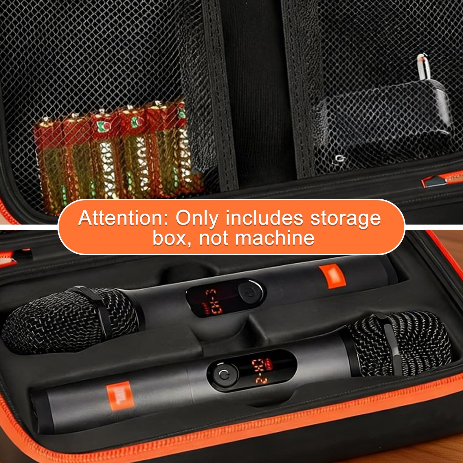 Sac de voyage portable Dual Mic : sac de voyage portable Dual Mic, compatible avec JBL Wireless Two microphone, poche pour microphone Bluetooth, récepteur, adaptateur, batterie (boîte
