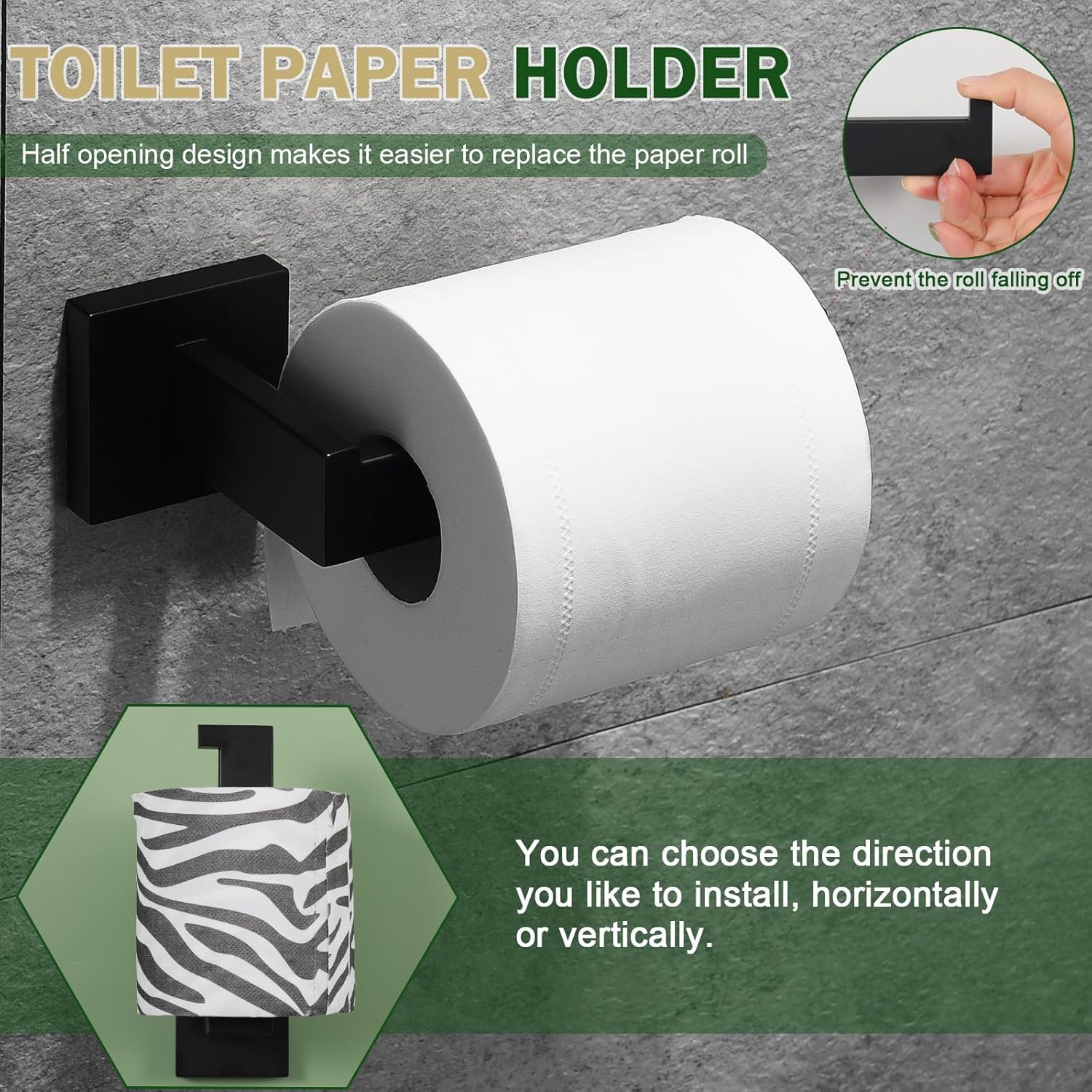 VELIMAX Premium Stainless Steel 6 Pieces Bathroom Hardware Set Wall Mounted Bathroom Accessories Kit Modern Towel Bar Set - 20 Inches and 23.6 Inches, Matte Black