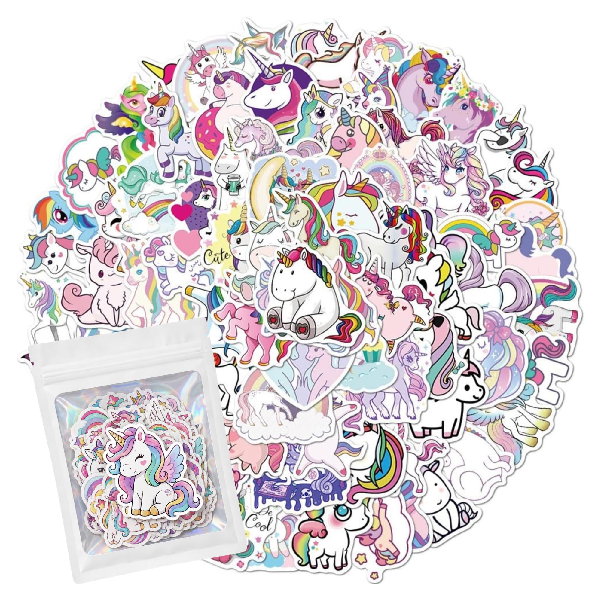 HNTR® Unicorn Stickers for Girls | 100 Magical & Cute Stickers | 6 Year Old Girl Gifts | Girls Sticker Pack for Scrapbooks and Journals