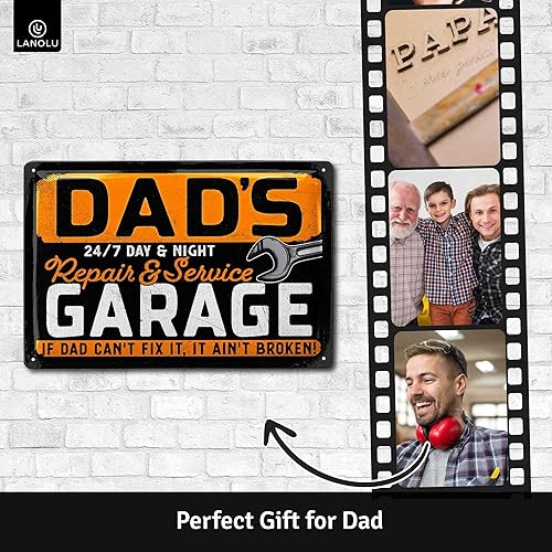 Miniatura 4 de Letrero retro de hojalata para garaje de papás, decorativo para cocina y hogar, letrero de taller de papas, regalos de garaje para papá, letreros de