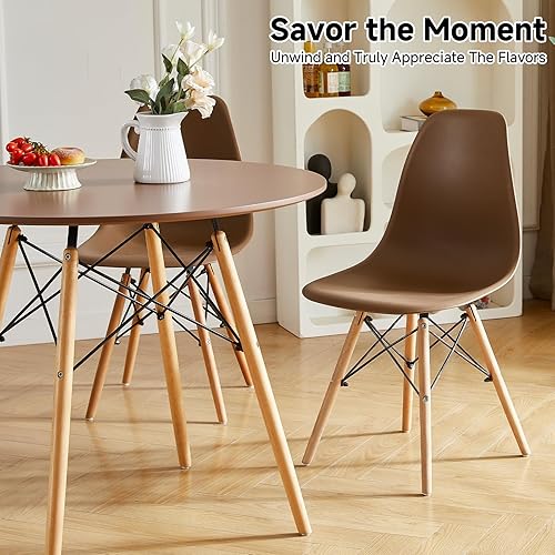 Miniatura 5 de Juego de 4 mesas de comedor redondas para 4 mesas de comedor de madera de 35.5 pulgadas, juego de 4 sillas de mesa de comedor con base de tira de