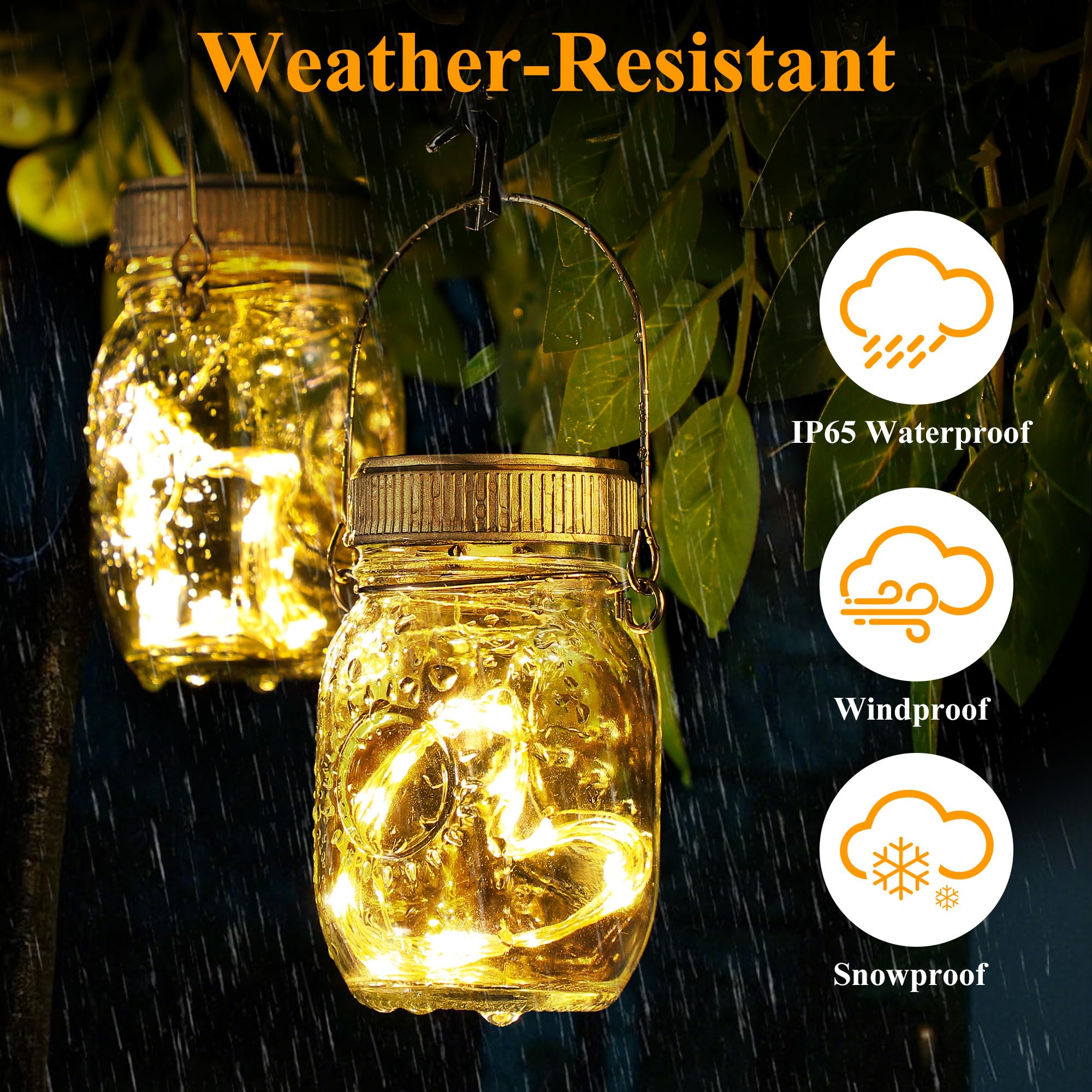 Mlambert Paquete de 12 faroles solares, luces solares de cristal colgantes para exteriores, impermeables, para patio, jardín, patio, árbol, decoración de Navidad, blanco cálido