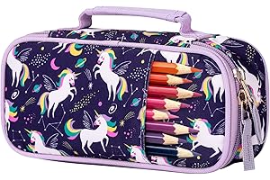 Choco Mocha Soft Unicorn Pencil Box for Kids - 7x9.9 Inches