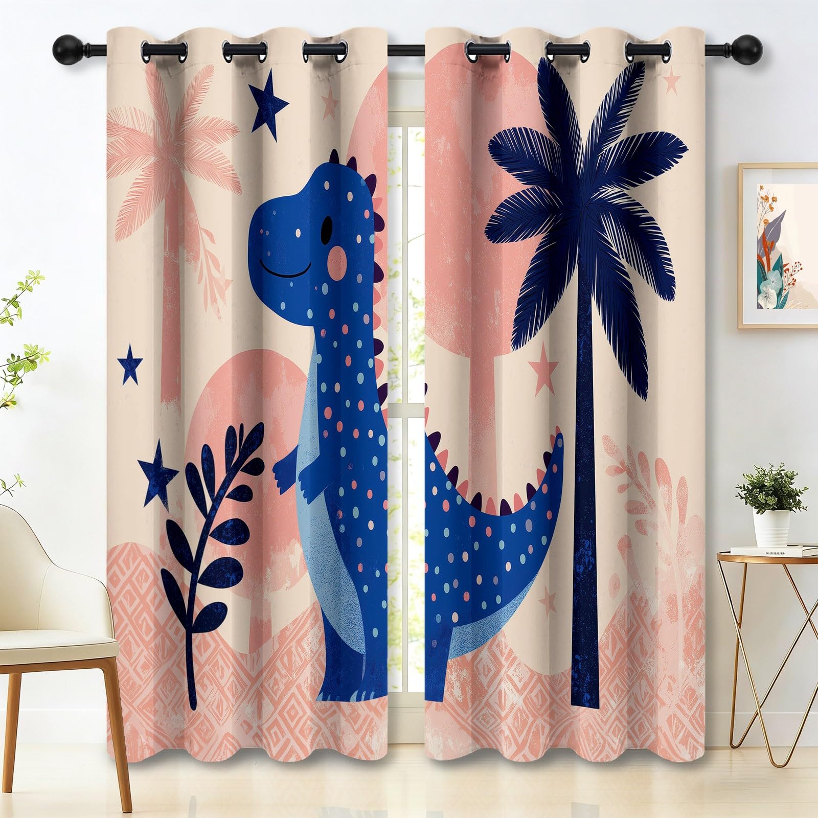 Rideaux occultants dinosaures pour une chambre d'enfant douce et bien isolée