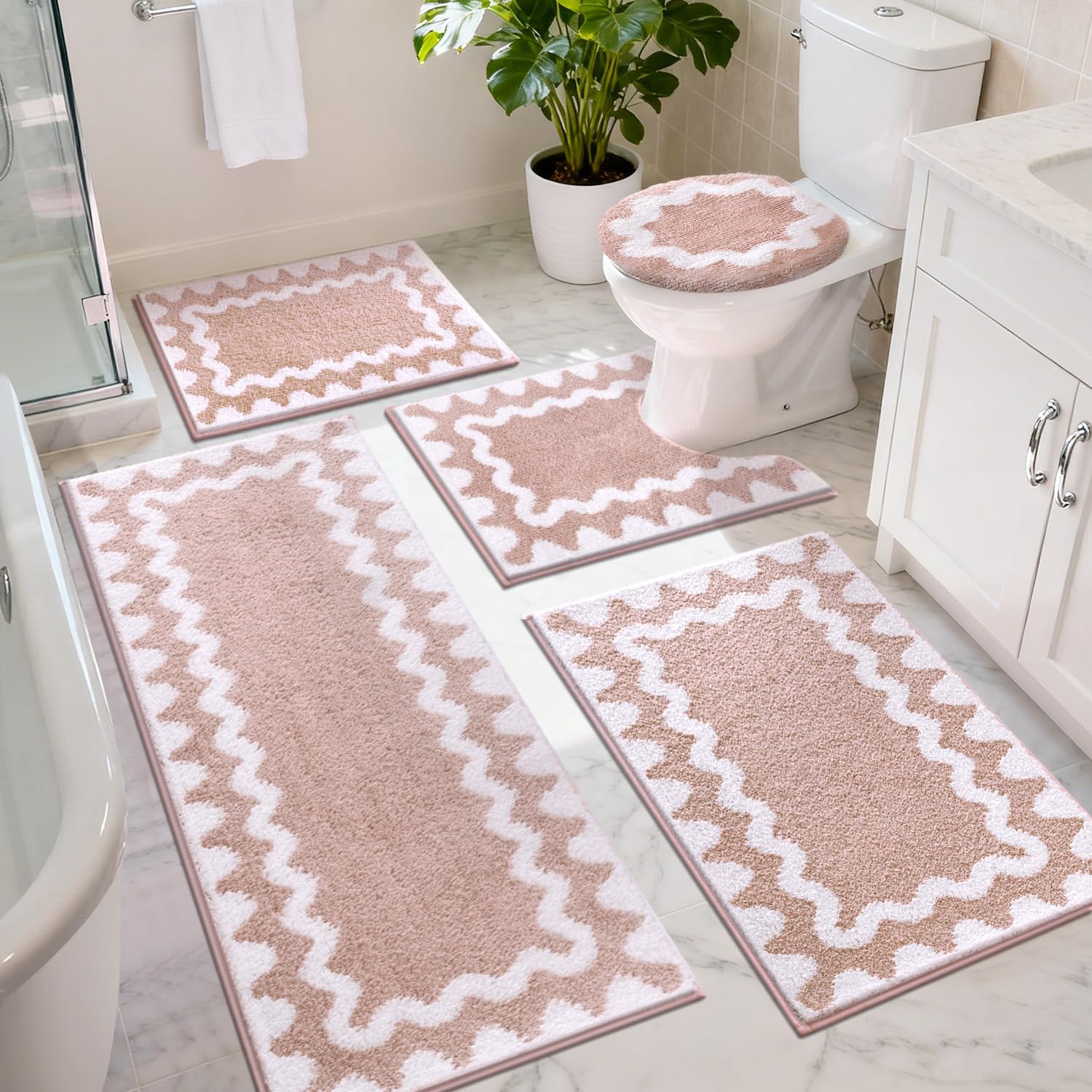 Findosom Bathroom Rugs Set 5 Piece