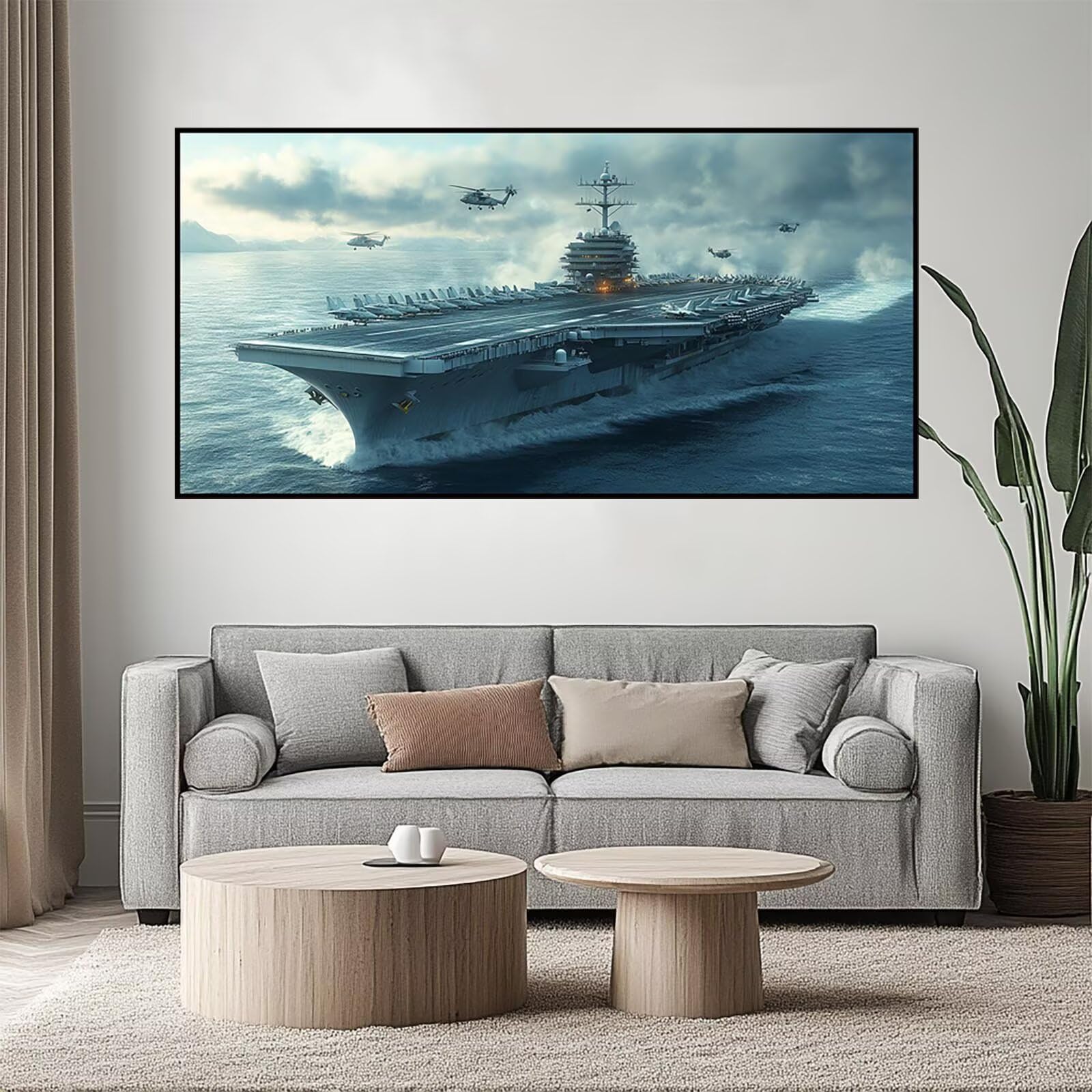 Lotniskowiec diamentowy obraz dla dorosłych 120x60 cm, 5D DIY diamentowe malowanie samolot, zestaw do rysowania diamentowego ściegu krzyżykowego dla dorosłych, diamentowe malowanie do dekoracji ścian