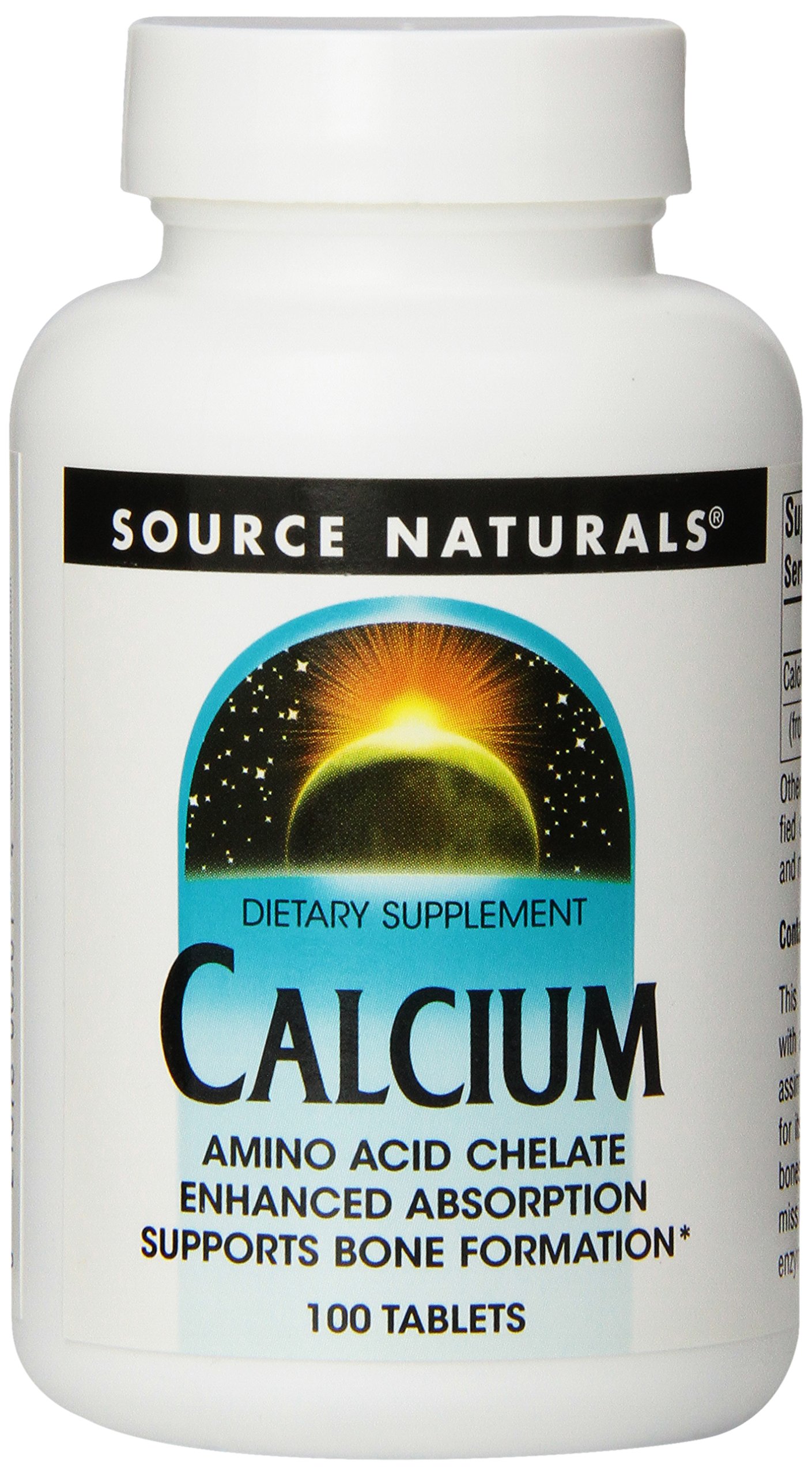 Source Naturals Calcium 200mg, Supports Bone Formation, 100 Tablets (Pack of 2)