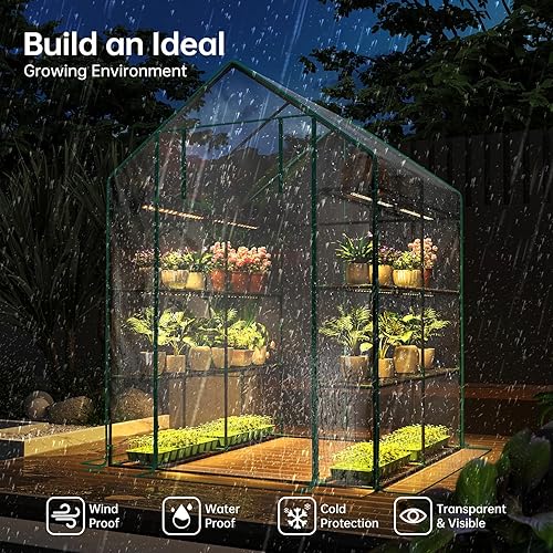 Miniatura 7 de Bstrip Invernadero interior con luces de cultivo, mini invernadero interior con puerta de entrada enrollable con cremallera y cubierta de PVC, luz