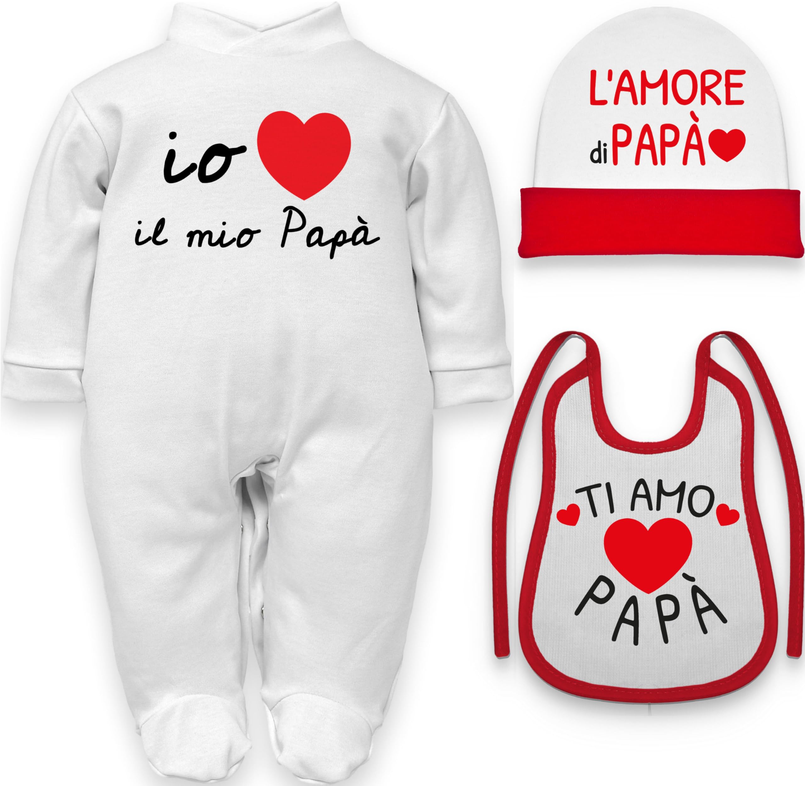 body per neonati cotone frase Io amo il mio papà manche corte o in caldo cotone manica lunga set con bavetta cappello e tutine neonati