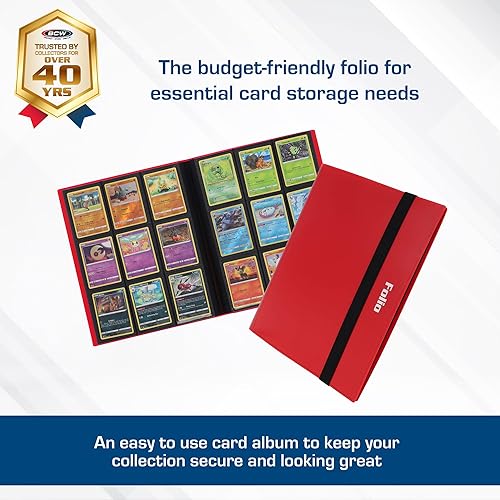 Miniatura 2 de BCW Basics Folio - Álbum de 9 bolsillos, color rojo, carpeta de carga lateral segura para archivos, solución de almacenamiento premium para tarjetas