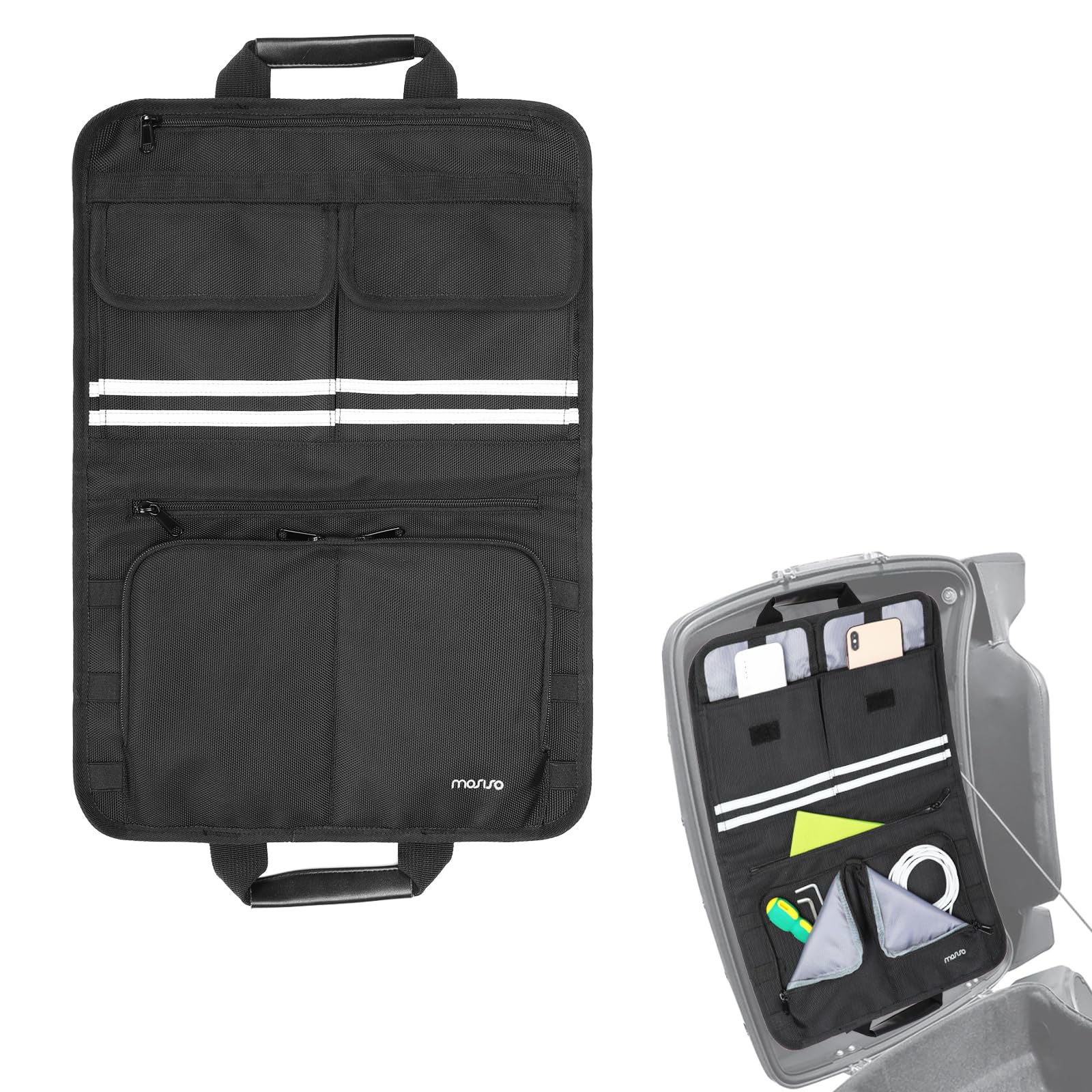 MOSISO Tour Pack Pak Trunk Deksel Organizer Pouch Tool Bagage Opbergtas Compatibel met Harley Road Glide Street Glide Electra Glide Touring Road King met Tour-Pak Bagage, Zwart