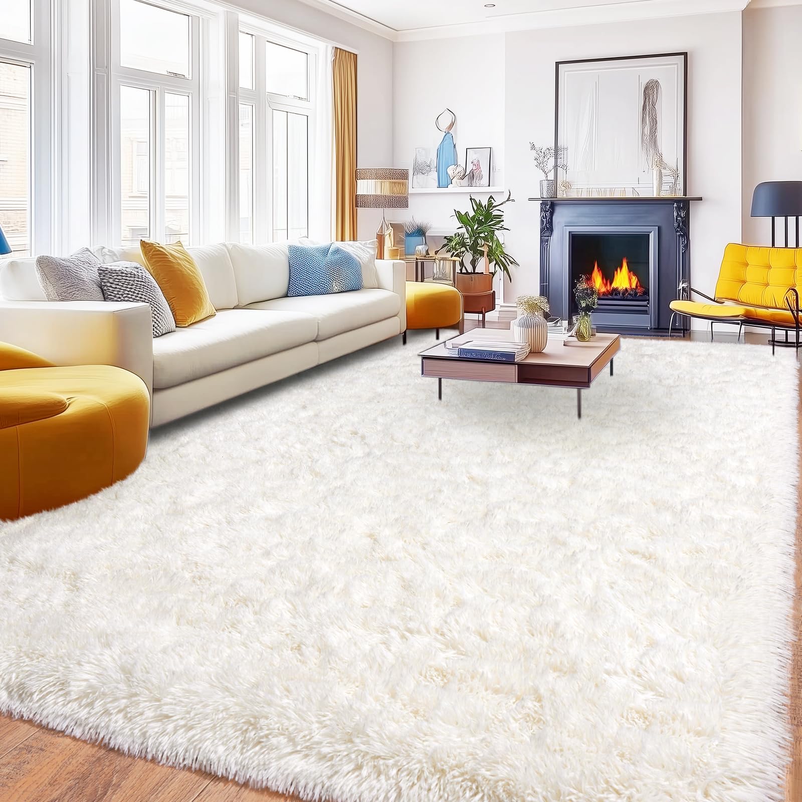 PIPABOBO Area Rugs for Living Room 6x9, Ultra Soft Fluffy Rug for Bedroom, Modern Plush Fuzzy Indoor Floor Carpet for Bedroom Kids Room Nursery Dorm