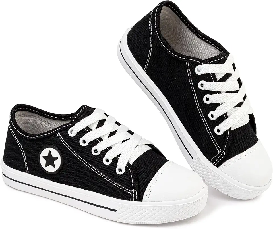 Tênis Infantil Clássico Star em Lona Preto, Escola Aulas Brincar, Leve Confortável, 20 a 34